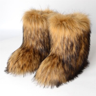 Winter Fuzzy Boots Women Furry Shoes Fluffy Fur Snow Boots