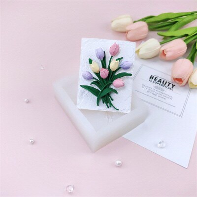 Square Tulip Bouquet Silicone Mold DIY Decorative Mold for S