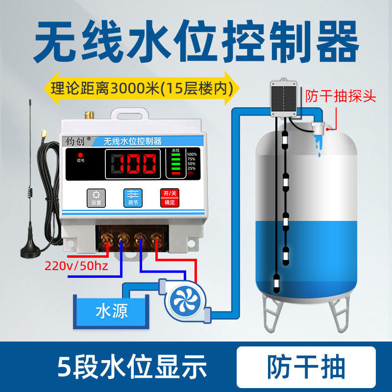 无线上水控制器 智能远端水位控制 家用水塔 太阳能水泵控制器