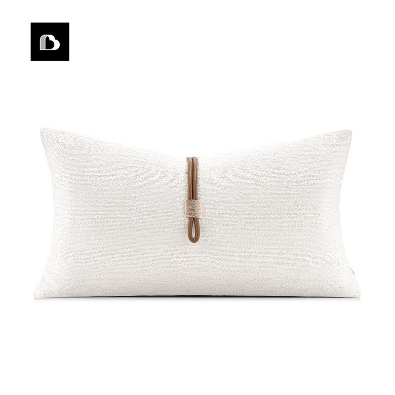 柏洛斯家居 极简白色定制酒店民宿客厅抱枕沙发长方形腰枕靠枕垫