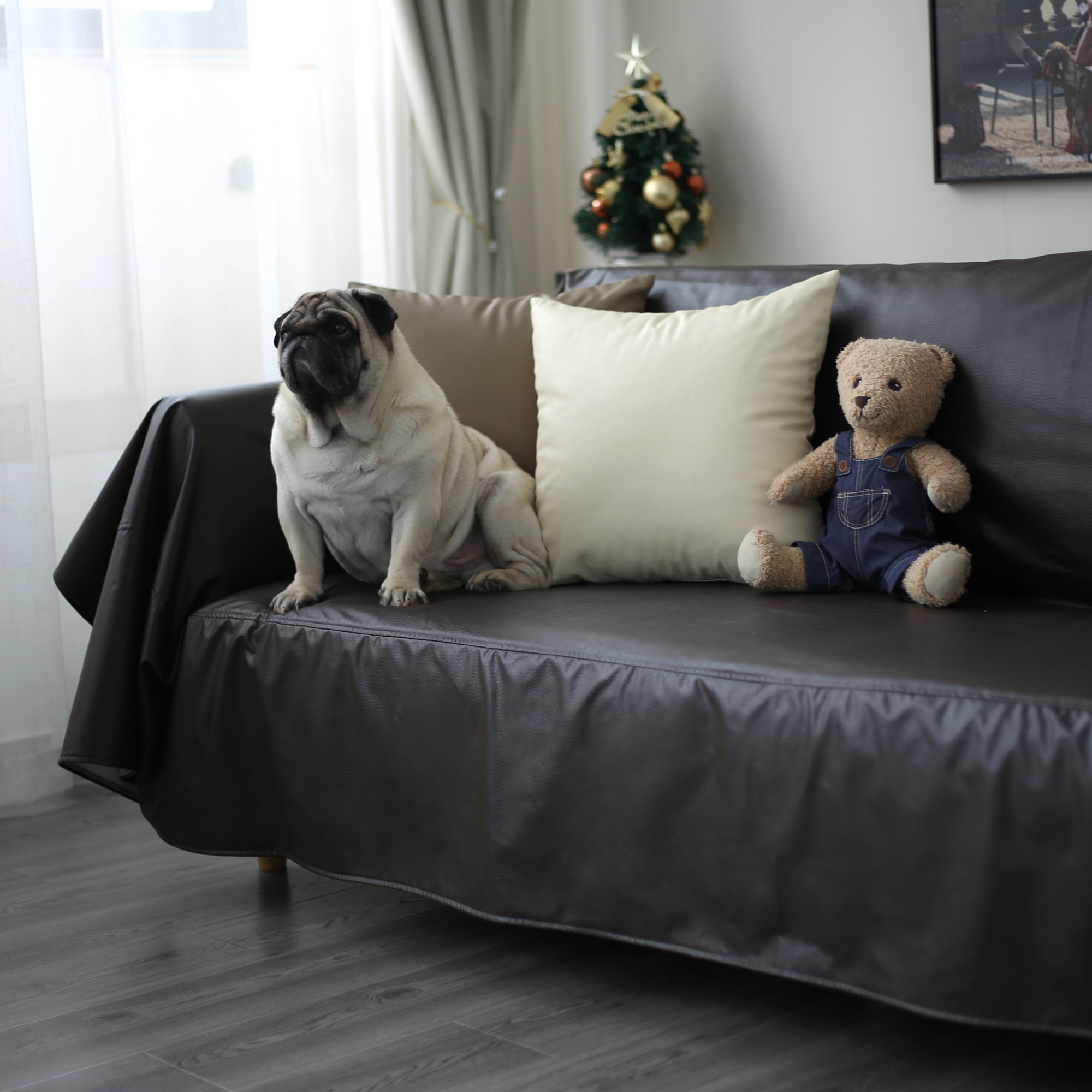 仿软牛皮沙发巾一片式防水隔尿防猫抓沙发套罩不粘毛防滑全盖布巾