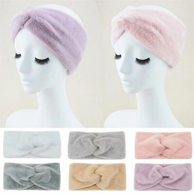 New Plush Headband Winter Imitation Mink Fur Cross Hair Band