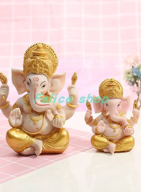 Gold Lord Ganesha Buddha Statue Elephant God Sculptures Gane