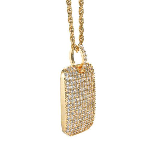 Micro-set zircon army badge pendant rectangle geometric shap