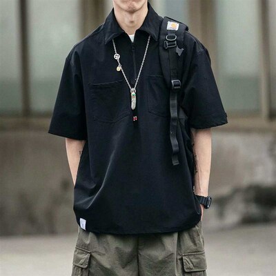 Summer Thin Loose aily teny Tooling Polo Shirt Mens teny Br