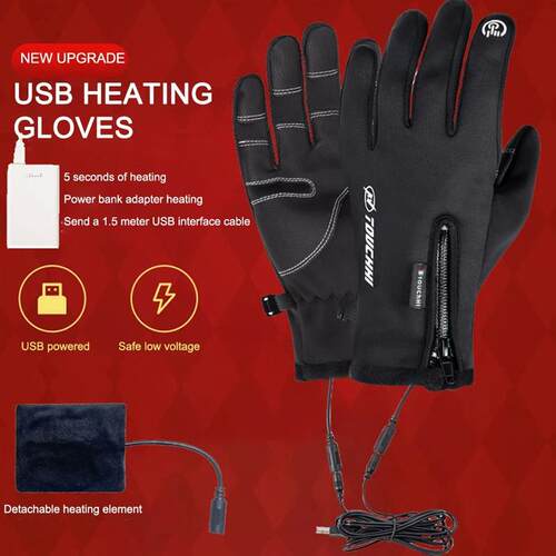 USB Heated Gloves Rechargeable Ski Eletric Thermal Heat Glov