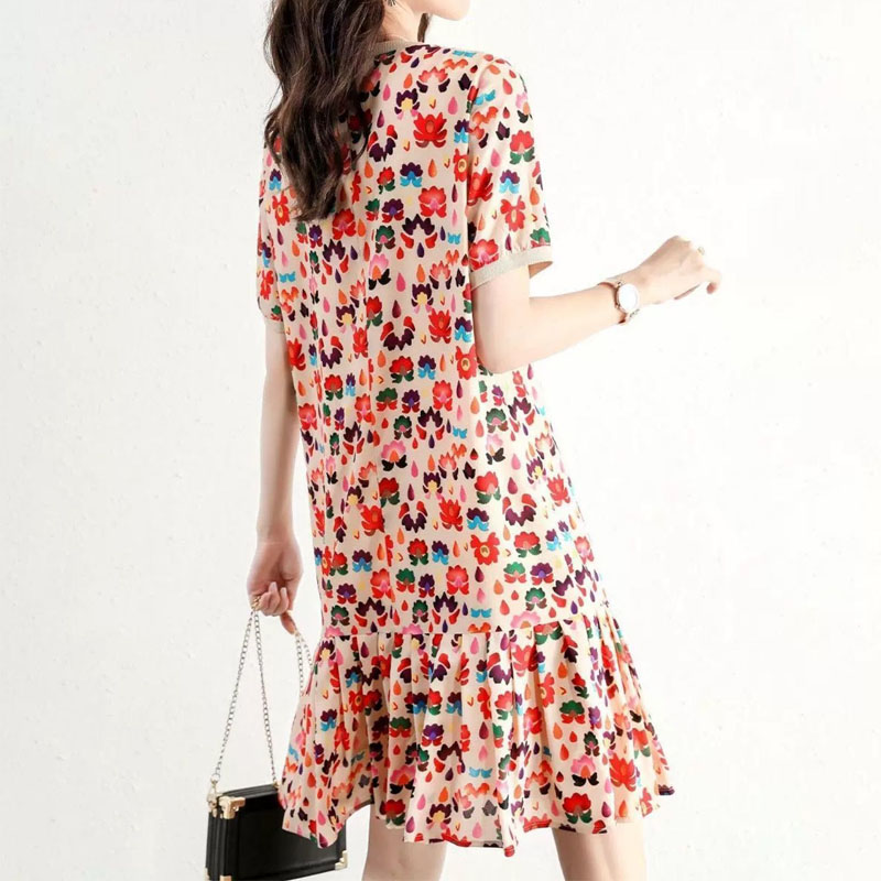 Summer Fashion Ladies Short Sleeve Printing Dresses Womens图片