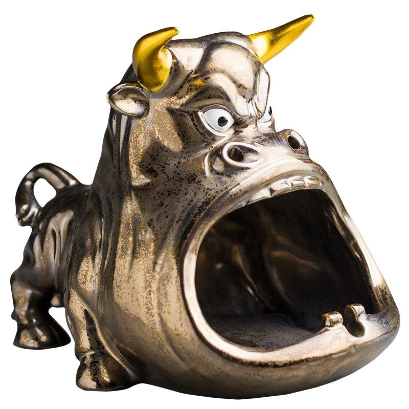 九皿牛气冲天烟灰缸创意个性卡通家用防飞灰陶瓷大容量烟缸摆件,家居饰品,装饰烟灰缸,淘宝优惠券,粉丝福利购,淘宝优惠卷