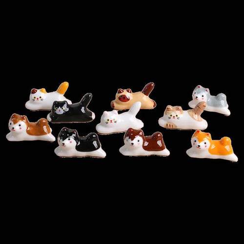 5pcs Cute Cat Dog Spoon Fork Rest Tableware Storage Cutlery