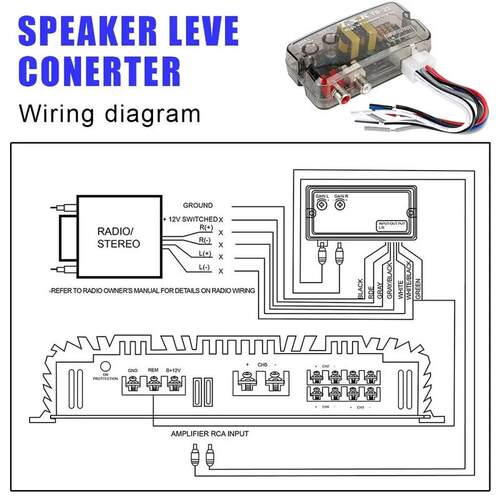 Auto Car Audio Converter Speaker Level Converter Adapter Uni