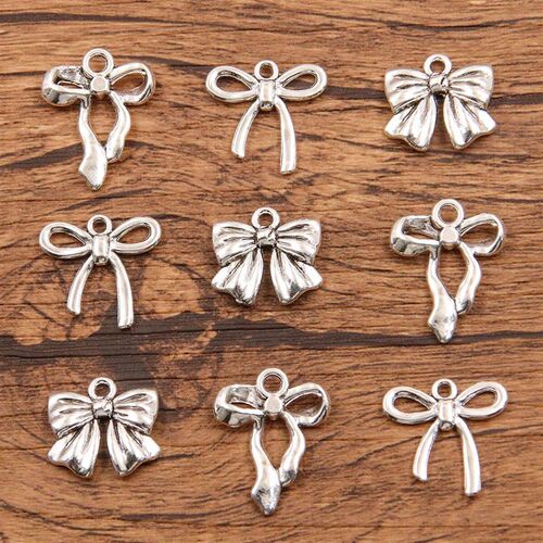 20Pcs 3 Style Metal Alloy Cute Hollow Bow Charms Holiday Gif