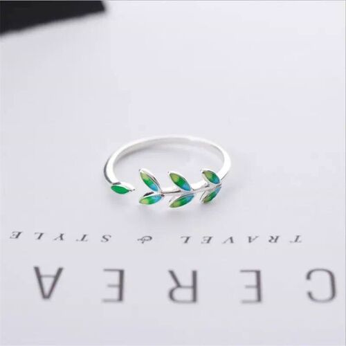 New Arrival Exquisite Green Leaf Epoxy Fashion Silver Plated