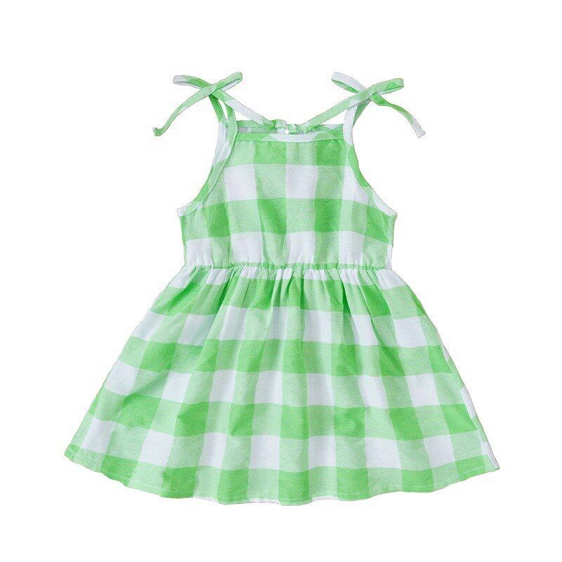 Summer 2025 Casual Dress for Girls Checked Strappy Dress for图片