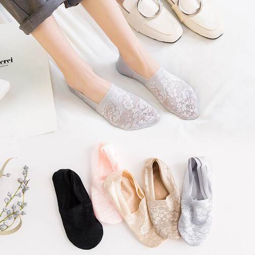 5 Pairs/Lot Socks Womens  Fashion Lace Flower Summer Invisi