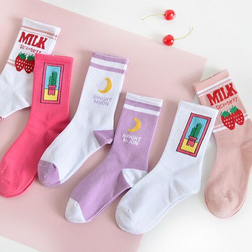 Women's Socks Japanese Cotton Colorful Cartoon Cute Funn