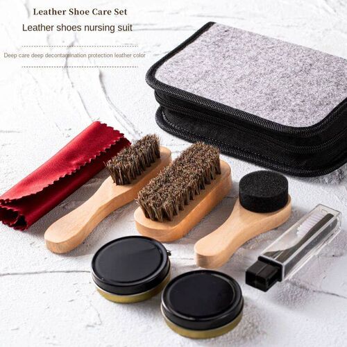 Popular PU Leather Zipper Case Shoe Polish Kit Travel Shoe C
