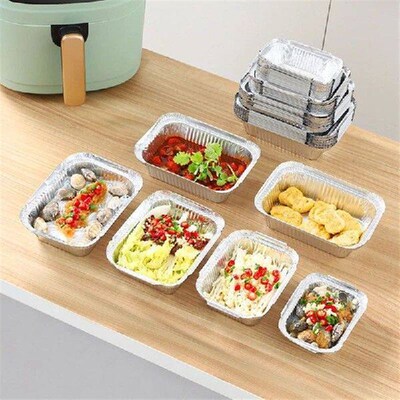 50pcs Rectangular Tinfoil Tray BBQ Special Thickened Bowl