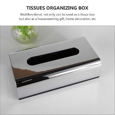 Plastic Electroplated Tissue Box Modern Silver