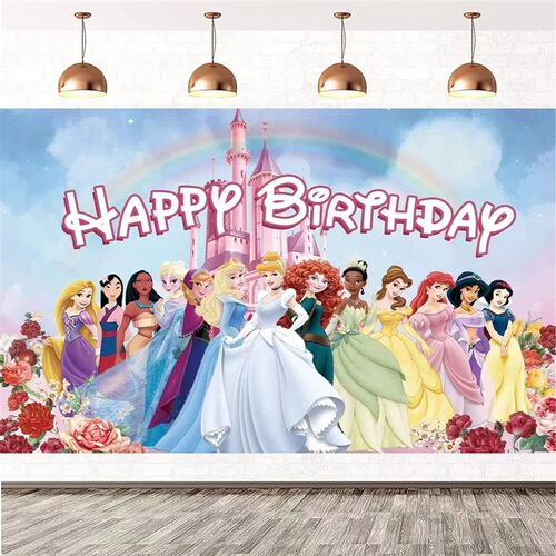 Six Princess Photo Backdrop Birthday Decoration Party Suppli