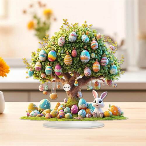 2d Easter Egg Rabbit Acrylic Decorative Ornament Novel Easte