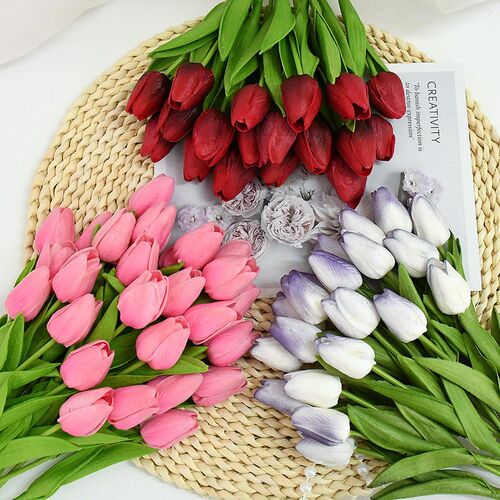 10/30pcs Tulip Artificial Flowers Real Touch Flowers Wedding