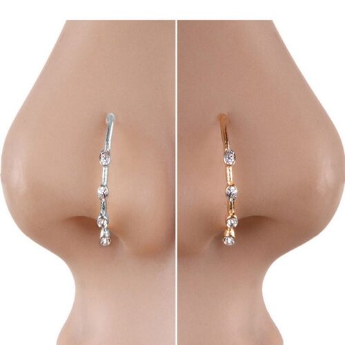 Nose唇钉鼻环鼻钉无洞夹nose ring 印度With diamond Circle 银色