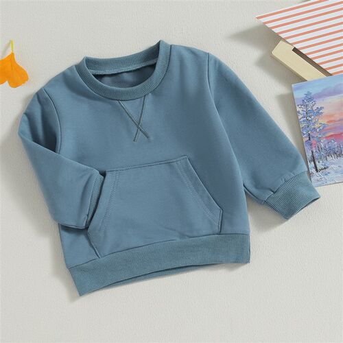 Solid Casual Kids Sweatshirt Fall Girls Boys Clothes Long Sl