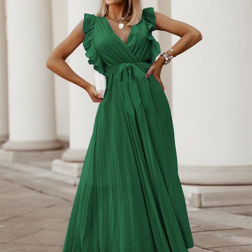 Fashion Elegant Women Dress Sleeveless V neck Long Summer Dr