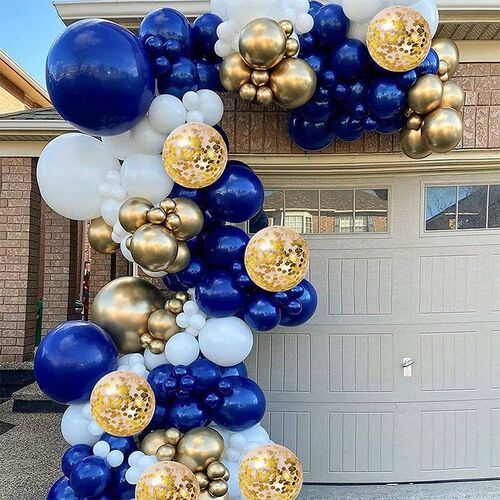 Blue Silver Macaron Balloon Garland Arch Kit Wedding Birthda