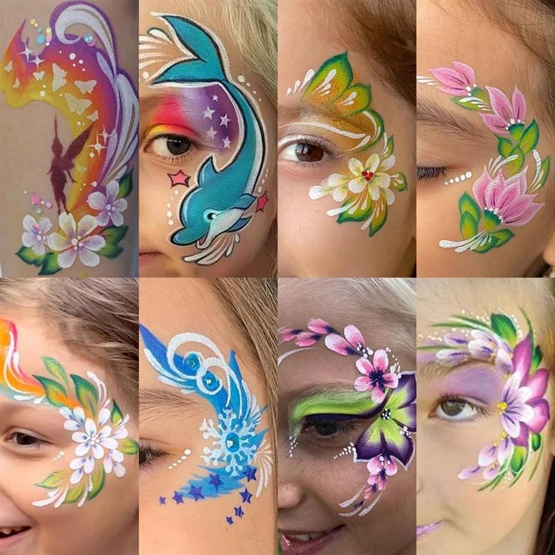 16 Face Painting Stencil  Mask Set DIY Kids Graffiti Hand Pa图片