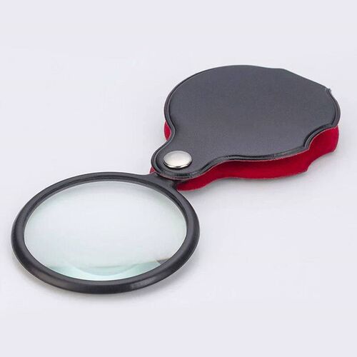 50/60mm Mini Magnifying Glass 6/8X Folded Leather Case Porta