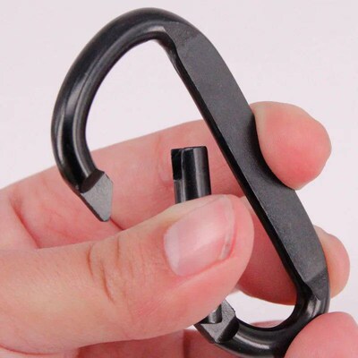 7cm Aluminum Alloy Carabiner Black D-Ring Key Chain Clip Cam