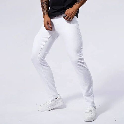 Mens White Casual Jeans New Denim Pants Comfortable Fashion