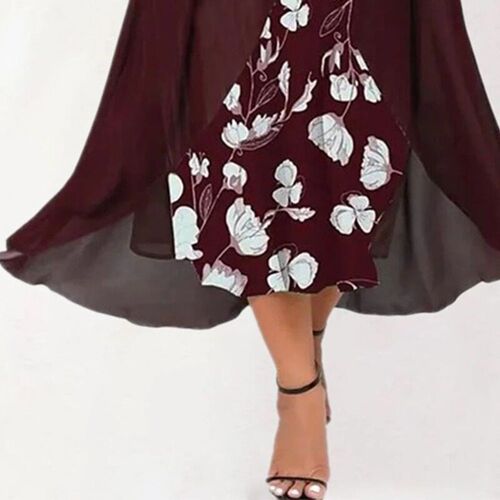 Plus Size XL-5XL Elegant Fashion V-Neck Loose Party Dress Ne