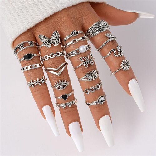 Vintage butterfly love ring set ladies joint ring蝴蝶关节戒