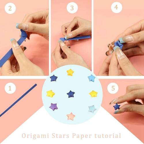1350 Sheets Star Paper Strips 27 Assortment Color Star Paper