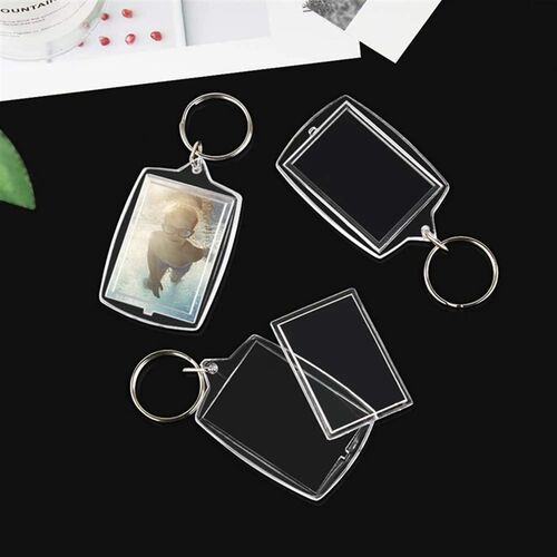 30PCS Clear Acrylic Photo Frame Keychain Photo Insert Keyrin