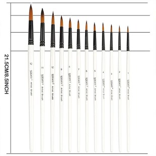 Round PCS Brushes Filbert Set Paint Brush Acr for Artist
