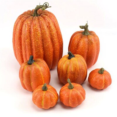 7PCS Artificial Assorted Pumpkins Mini Fake DIY Pumpkin Autu
