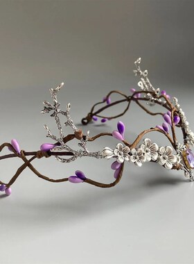 Fairy Crown elven Diadem Silver Woodland Forest Tiara Purple