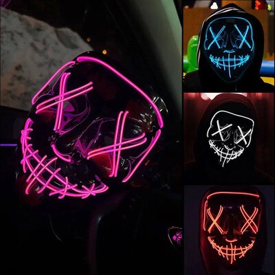Wireless Halloween Neon Mask Led Mask Masque Masquerade Part