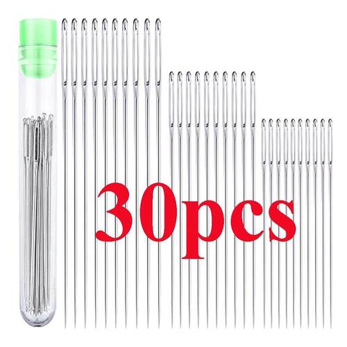 30pcs 5 Sizes Large Eye Sewing Needles Cross Stitch Knitting