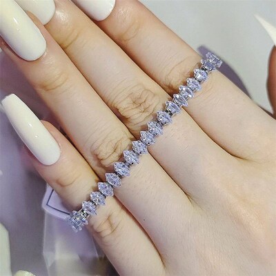 2024 New Marquise Oval Square Cut Luxury Silver Color on Han