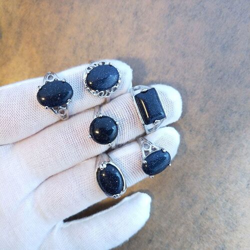 Wholesale Mix Random Color Style Nature Stone Alloy Rings Fa