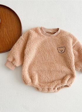 2025 Baby Clothes Thickened Male And Female Baby Bear Embroi