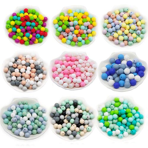 Cute-Idea 20pcs Silicone Beads 9mm Round Pearl Food Grade BP