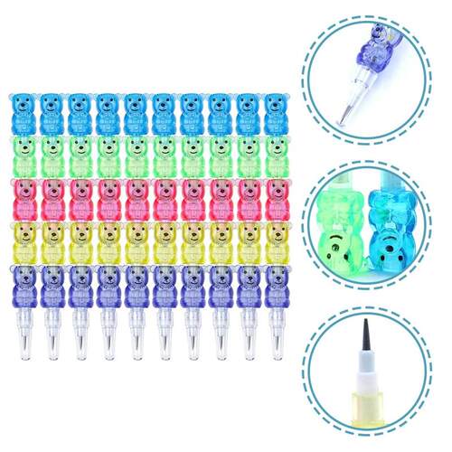 Ciieeo Stackable Plastic Bear Pencils - 10Pcs Colored Stacki