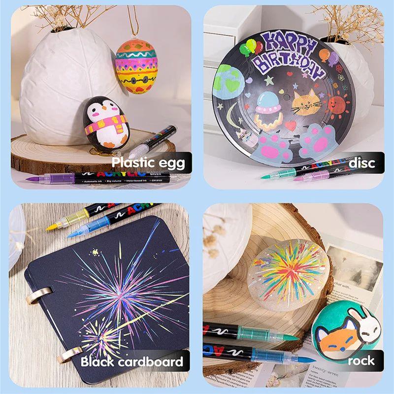 120 Colors Acrylic Paint Pens Markers Brush Tip Paint图片
