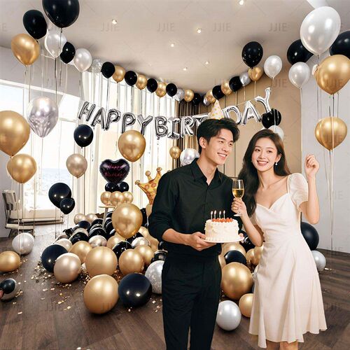 -Happy birthday party balloons set up the background wall