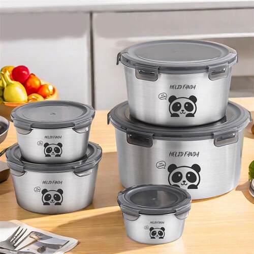 304 Stainless Steel Food Storage Box With Lid Reusable Refri